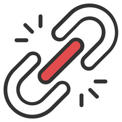 
A broken link or broken seo process flat vector icon
