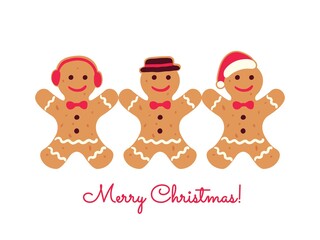 Holiday gingerbread man cookie. Cookie in shape of man with colored icing. New year and xmas celebration