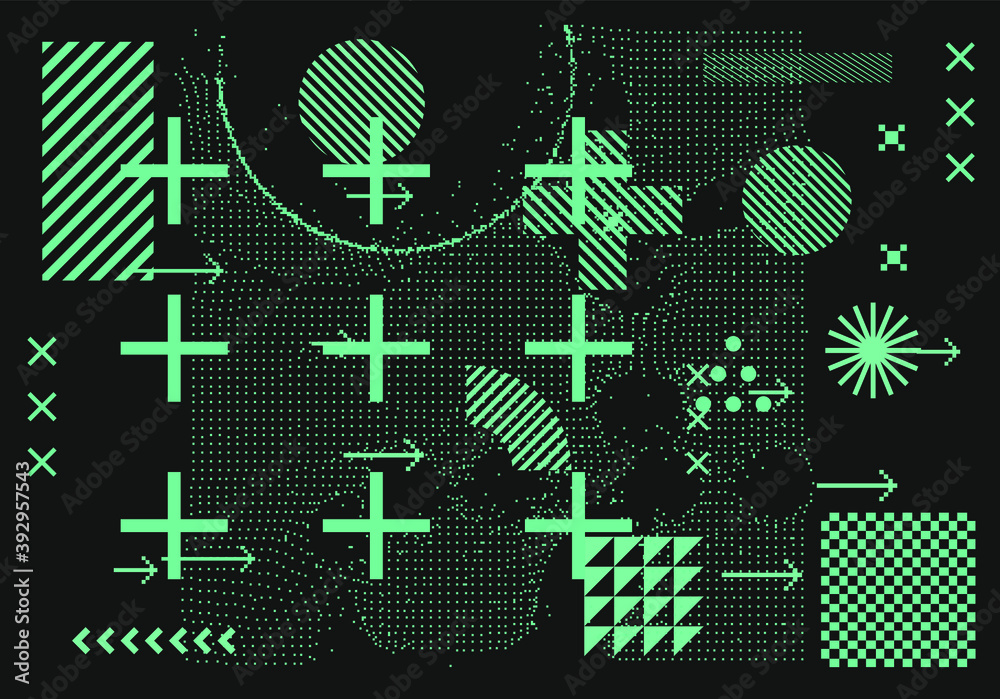 Poster Abstract futuristic sci-fi background with geometric minimal composition of bold forms and shapes.