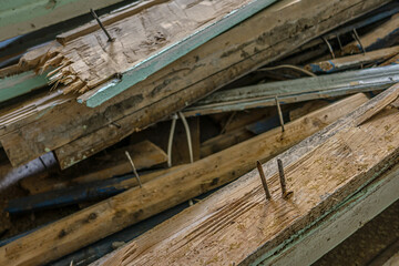 Fototapeta premium abstract background of pile of wooden construction debris