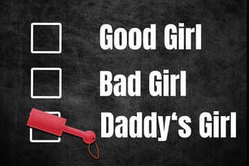 Kinky Good Girl Bad Girl Daddy’s Girl check cross Paddle BDSM leather Naughty sex sexy