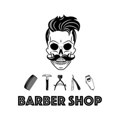 Barber logo, barbershop emblem, label, badge. Design element, label, emblem сut out for plotter or laser cutting. Barbershop cut-out vector illustration.