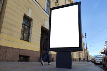 Vertical billboard on a city street