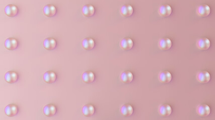 pearl water drops on a pink surface 3d render
