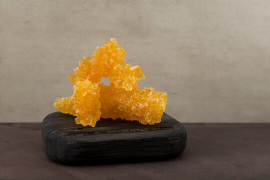 Rock sugar or crystal sugar - traditional asian confection. Selective focus