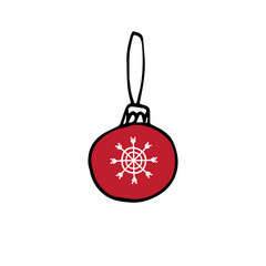 Vector hand drawn doodle sketch colored Christmas tree decoration ball isolated on white background