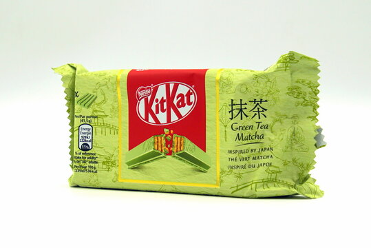 Zaandam, the Netherlands - October 4, 2019: Multi Package of KitKat Green Tea Matcha.