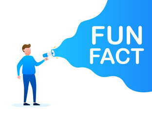 Hand holding megaphone - Fun fact. Vector stock illustration.