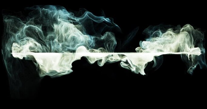 Color smoke or vapor on black background. 4K loop motion background, light strokes visual element. Abstract neon fire, smoke, wisp in fluid waves. great for logo or compositions. 3D render