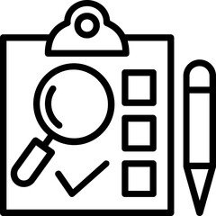 
Clipboard with checklist and a pen, line vector icon 
