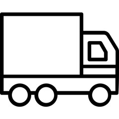 
Crane truck loading containers, line vector icon 
