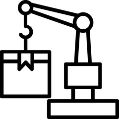 
Port container gantry crane, line vector icon 
