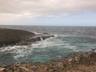waves crashing on the rocks