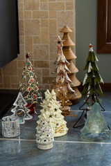 Varied and decorative Christmas trees add to the Christmas spirit on a ranch in rural Alberta