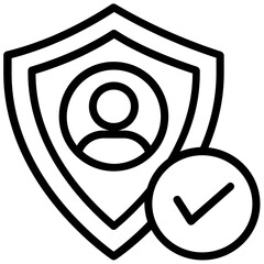 
A person in a shield and a tick mark representing labor protection
