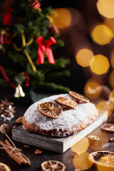Traditional German Christmas baking - Stollen. National German food