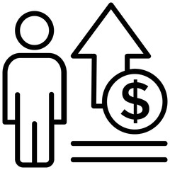 
A person and a dollar with upward arrow showing business growth
