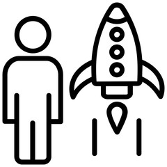 
A launched rocket concept of new business startup line icon
