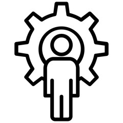 
A man with gear concept of operation manager line icon
