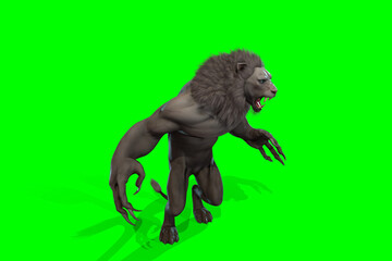 Fantasy character Humanoid Lion in epic pose - 3D render