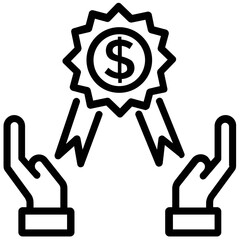 
A gearwheel with dollar sign in it symbolising business management line icon
