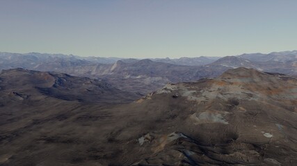 Exoplanet fantastic landscape. Beautiful views of the mountains and sky with unexplored planets. 3D illustration.