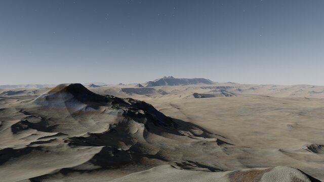 Exoplanet fantastic landscape. Beautiful views of the mountains and sky with unexplored planets. 3D illustration.