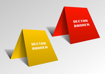 Vector banner. The original form as two form, overlapping. The flat image. Advertising Design shape. Vector label tag.