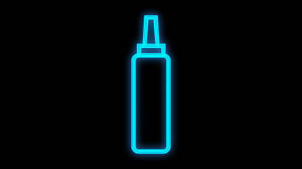 ketchup on a black background, vector illustration, neon. ketchup neon blue. neon sign for cafe and restaurant. registration of fast food catering. bright neon sign