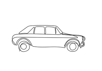 One continuous line drawing of vintage car