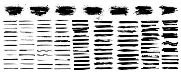 Paintbrush collection. Beautiful brush stroke with Ink splashes. Vector texture collection with high quality manually traced. Grunge elements for Social media and network. Ink brush stroke stencil. Ve