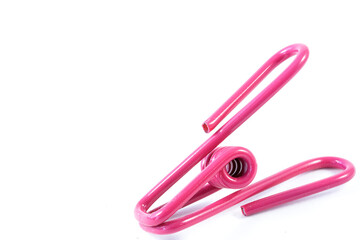 Close up of pink paperclip