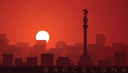 Barcelona Low Sun Skyline Scene