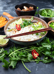 Tom Kha Gai Soup. Traditional thai asian spicy coconut milk soup. tom kha gai soup with coconut milk