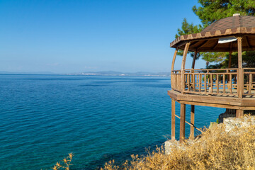 Fototapeta premium the sea and the blue sky on a beautiful day,