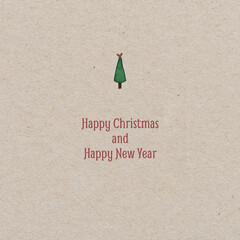 minimalist christmas card with watercolor christmas tree