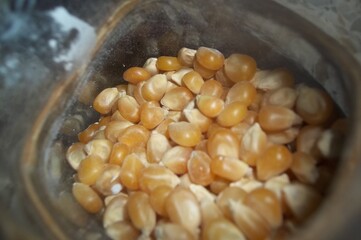 Corn in glass bottle