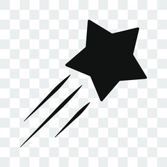 Shooting star concept icon isolated on transparent background. Black symbol vector illustration.