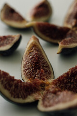 Cut fresh figs on a table