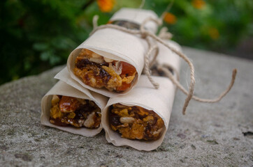 Sweets made from honey and nuts. Turkish Delight. Paste. Dessert.