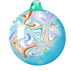 Holiday  ornament Christmas tree balls with unique painted swirled abstract flowing design of inks and paints