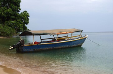 Naklejka na ściany i meble Boat on Lake Tanganyika in Tanzania
