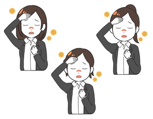 花粉症で激しい頭痛　OL　上半身