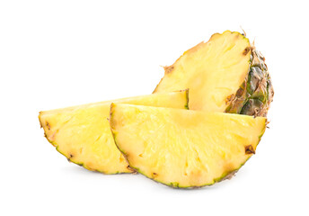 Slices of fresh pineapple isolated on white