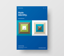 Brochure front page design layout. Vertical corporate identity A4 report cover. Modern abstract geometric vector business presentation illustration template.