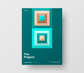 Brochure front page design layout. Vertical corporate identity A4 report cover. Modern abstract geometric vector business presentation illustration template.