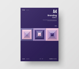 Fototapeta premium Brochure front page design layout. Vertical corporate identity A4 report cover. Modern abstract geometric vector business presentation illustration template.