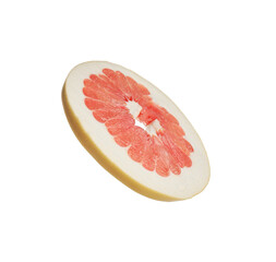 Slice of red pomelo isolated on white