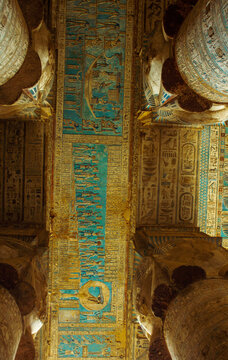 Entire image of the ceiling of the temple of Dendera with all the Gods of Egypt