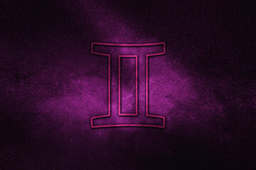 Gemini zodiac sign, night sky, Horoscope Astrology background, Gemini horoscope symbol